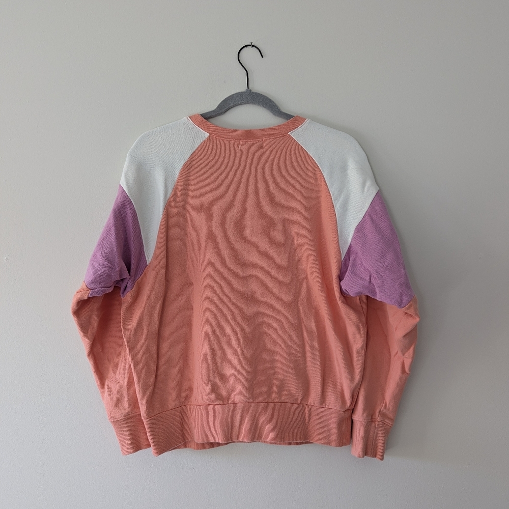 Evereve Grayson Colorblock Crewneck Sweatshirt 100% Cotton Pullover - Picture 5 of 9